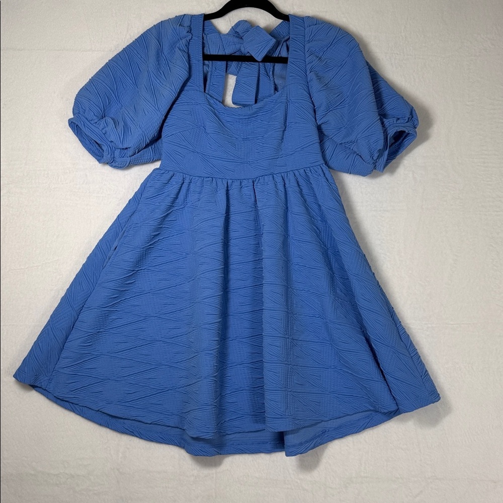 Blue Puff Sleeve Dress Free People Womens Daytime Short Mini Dress Blue Size XS - Picture 4 of 10